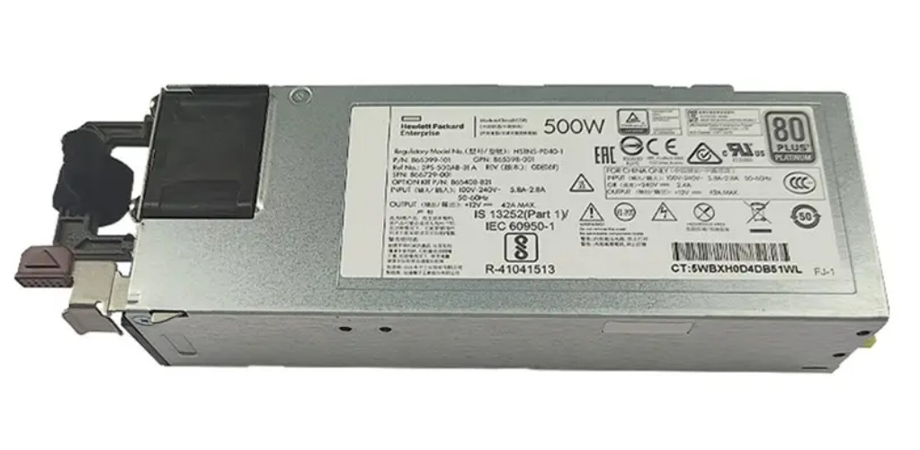 HPE 500W Flex Slot Platinum Hot‑Plug Power Supply P38993‑B21 865407‑001 For DL380 Gen10